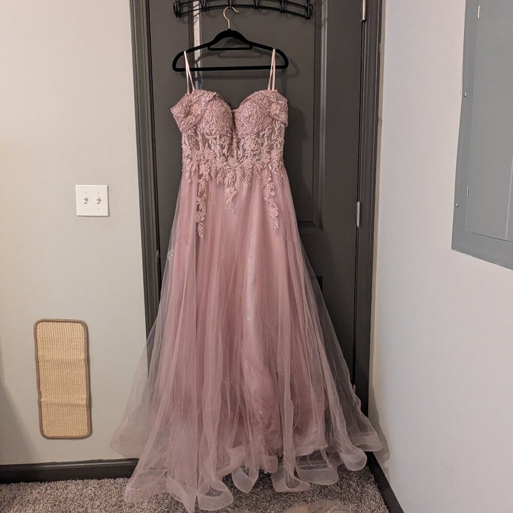 Off The Shoulder Lace Pink Gown